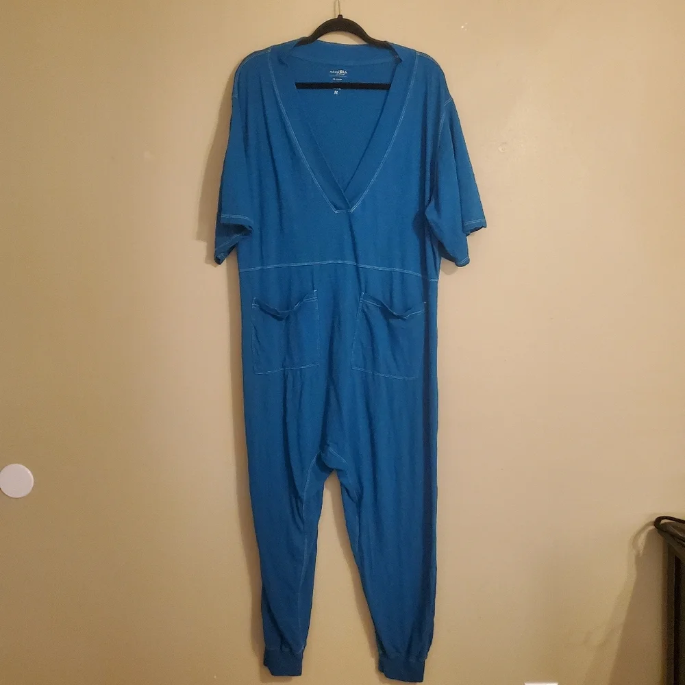 NATURAL LIFE Charlie Blue Oversized Vneck Short Sleeve Loungewear Pj's Jumper M - Picture 2 of 10
